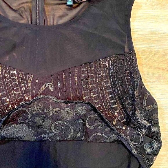 NWT SKY PLUS JET BLACK SEQUIN PEPLUM DRESS 2X - Picture 6 of 15